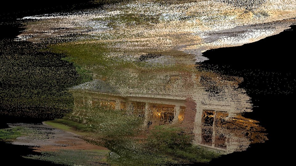 Thirty degrees of orbit, measured without the facing test: the house under heavy speckle